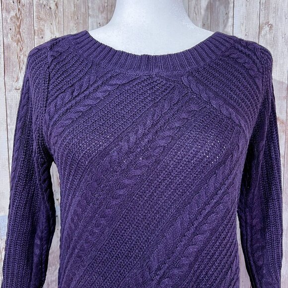 Women's New York & Company Sweater | Purple | 3/4 Sleeve | Round Neck | Small - Picture 5 of 13